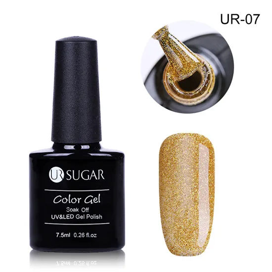 Ur Sugar 7,5 ml шампанского цвета: золотистый, серебристый Гель-лак для ногтей супер блестящий UV Гель-лак био-Гели Soak Off Лаки Гель-лак - Цвет: UR-07