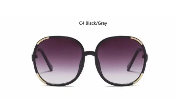 Женские солнцезащитные очки с большой квадратной оправой, женские солнцезащитные очки большого размера, дизайнерские Круглые Солнцезащитные очки для женщин, градиентные линзы, модные сексуальные оттенки - Цвет линз: c4 black gray