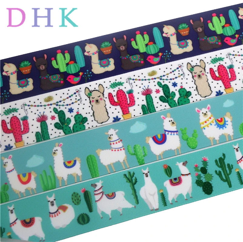 DHK 1 5 '✐ ярдов Альпака кактус Печатный grosgrain ленточный аксессуар бант для