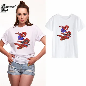 

Lei SAGLY Comic LOGO Super Hero T Shirt Superman Batman SpiderMan the Flash Marvel Movie Women Cosplay T-Shirts superhero Geek T