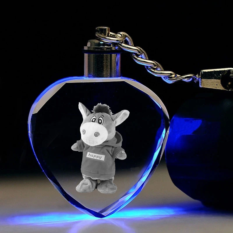 IVYYE Ослик ИА в форме сердца аниме светодиодный брелок для ключей Фигурка Кристалл игрушка брелок Светильник брелок унисекс подарки Новинка