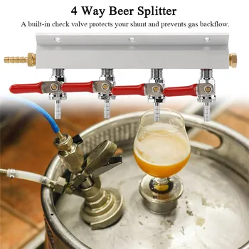 

TTLIFE Muti-way Home Co2 Air Gas Manifold Distribution Splitter Beer 4 Way Integrated Check Valves Homebrew Making Brewing Tool