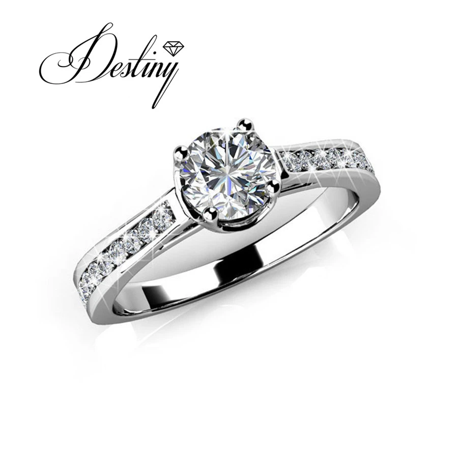 visión Puerto Viaje Destiny joyería encanto anillo brillante embellecido con cristales de  Swarovski DR0185|brilliant ring|ring ringring with crystal - AliExpress