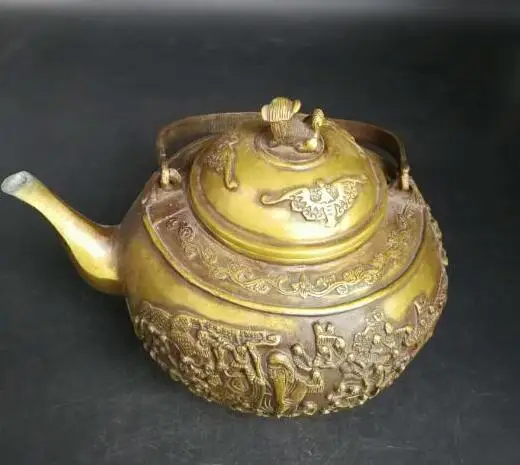 

China pure brass 100 birthday lucky Feng Shui small ornaments