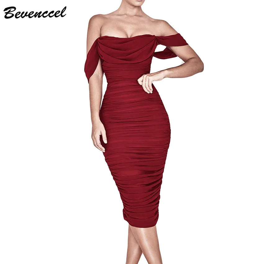 

Newest Celebrity Evening Party Dress Short Sleeve Slash Neck Draped Bodycon 2019 Women Summer Dress Vestidos Club Dress