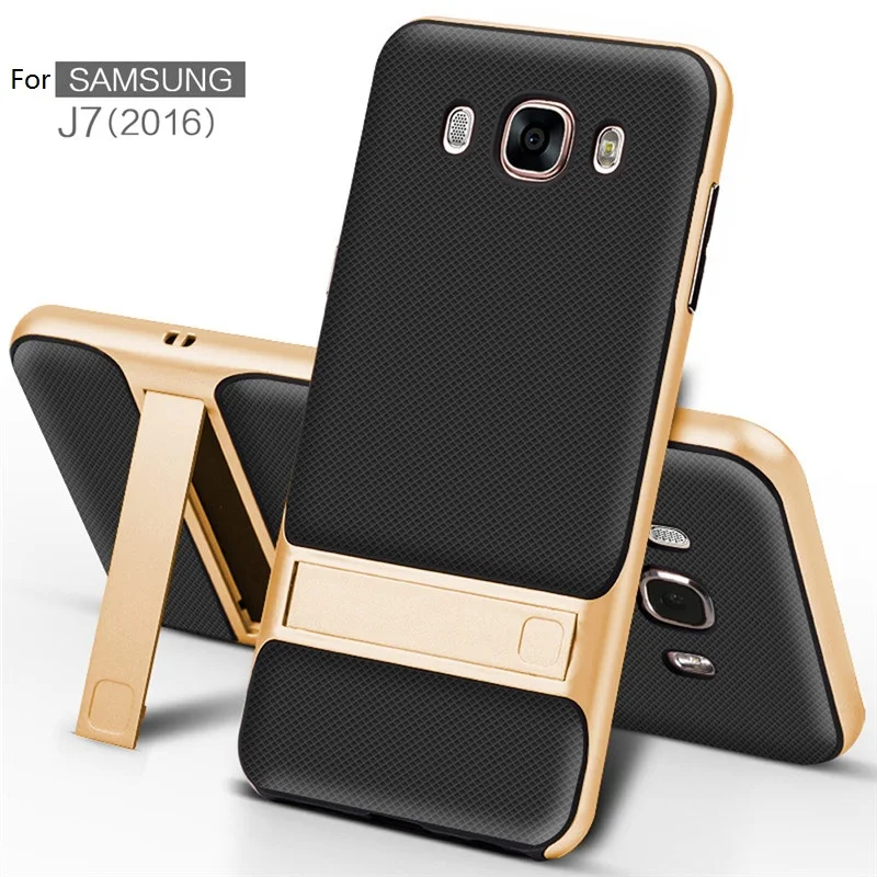 Кристальный чехол для телефона с подставкой Samsung Galaxy J7 2016 мягкий TPU + PC подставка в