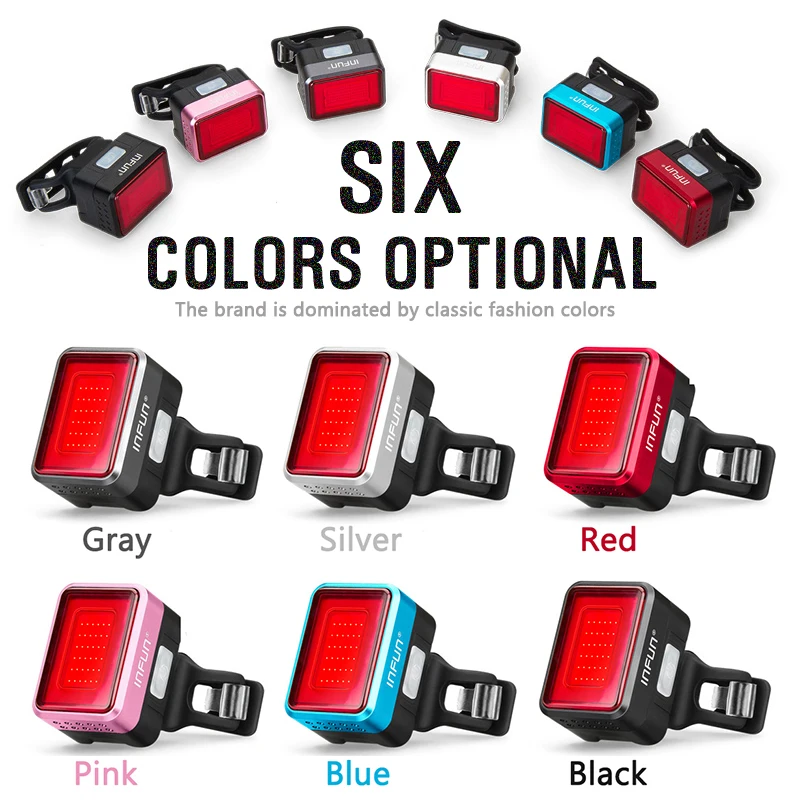 INFUN F50 دراجة ضوء خلفي لدراجة الفرامل التلقائية الحث الضوء الخلفي MTB الدراجات تهمة الصمام سلامة تشغيل ملحقات المصابيح INFUN F50 دراجة ضوء خلفي لدراجة الفرامل التلقائية الحث الضوء الخلفي MTB الدراجات تهمة الصمام سلامة تشغيل ملحقات المصابيح