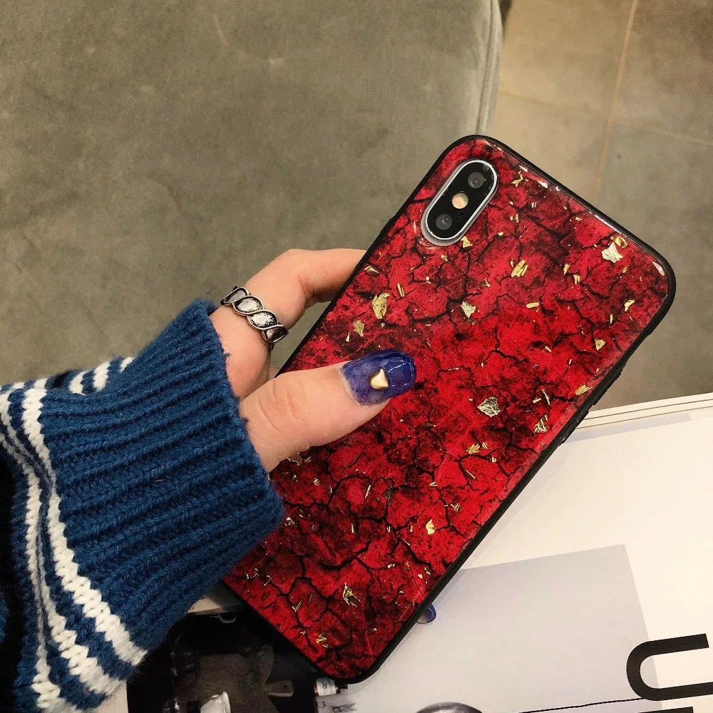 

Diamond Marble Glitter Phone Case for iPhone X XS MAX XR Soft TPU Case for iPhone 6S 6 7 8 Plus Gold Foil Red Luxury Cover