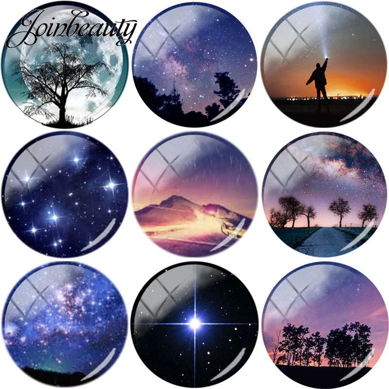 

JOINBEAUTY Solar System Space Universe Art Picture 25mm Glass Cabochon Dome Flatback Beads For Keychain Necklace Making