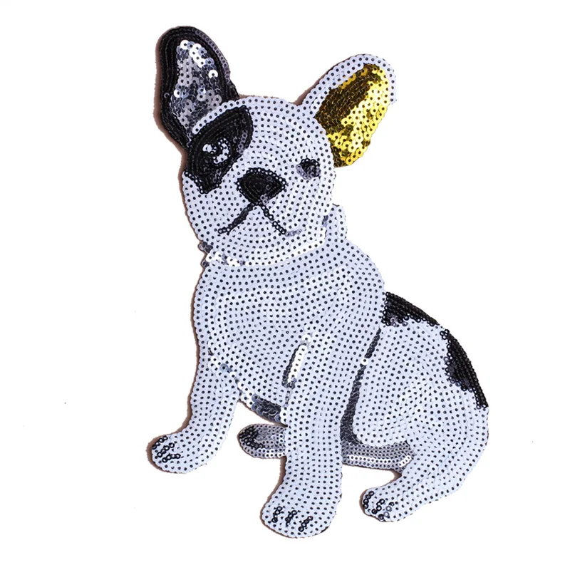 

10pcs/lot Large Cartoon Dog Embroidery Sequin Patches Dog Iron on Clothing Applique Clothes Sewing Accessories