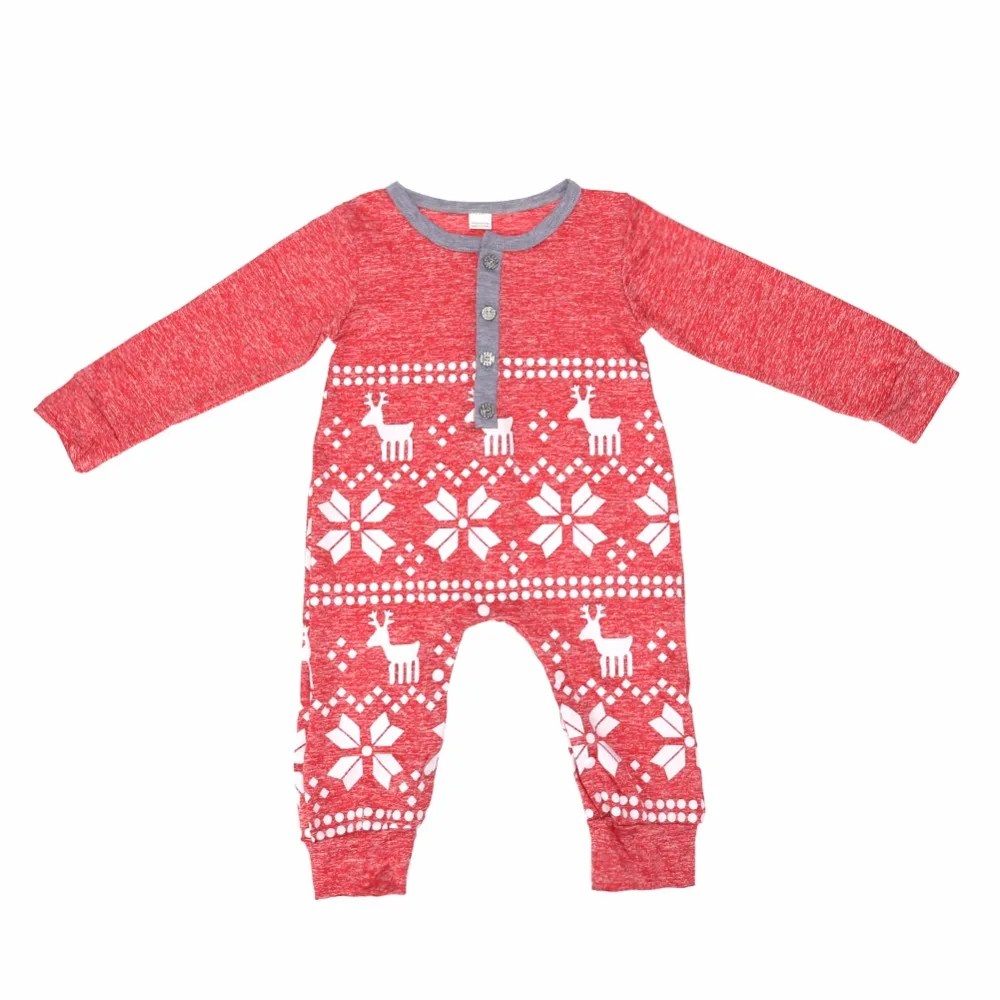 

Christmas Newborn Baby Romper Jumpsuit Long Sleeved Cotton Deer Snowflake Print Romper Jumpsuit Baby New Year Clothes Suit