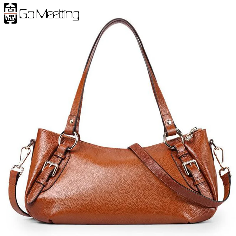 Go Meetting Brand Genuine Leather Women's Shoulder Bags High Quality