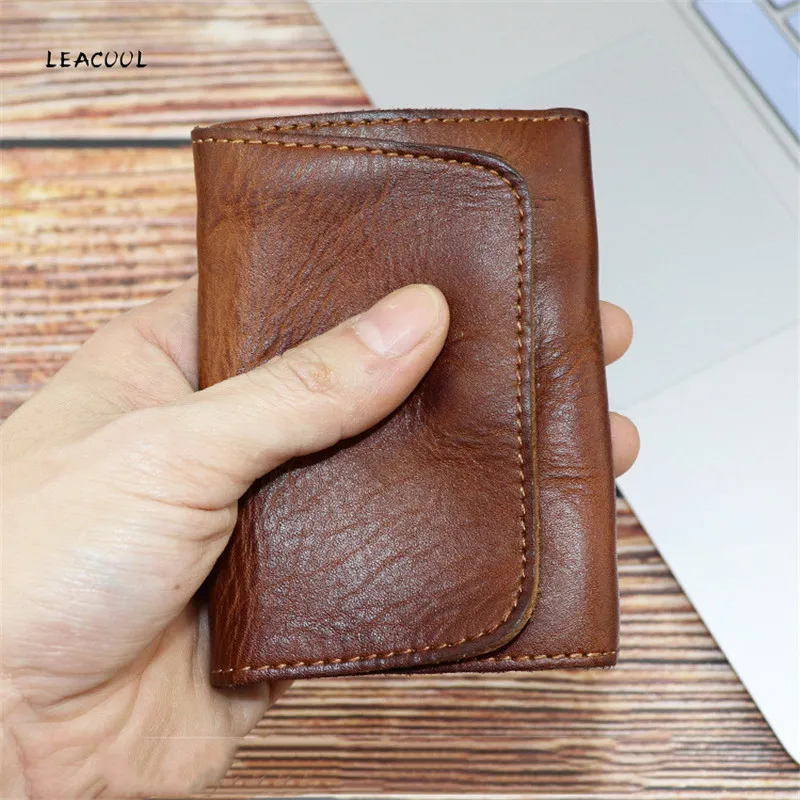 Buy LEACOOL 100 Genuine Leather Men Bifold Wallet ID