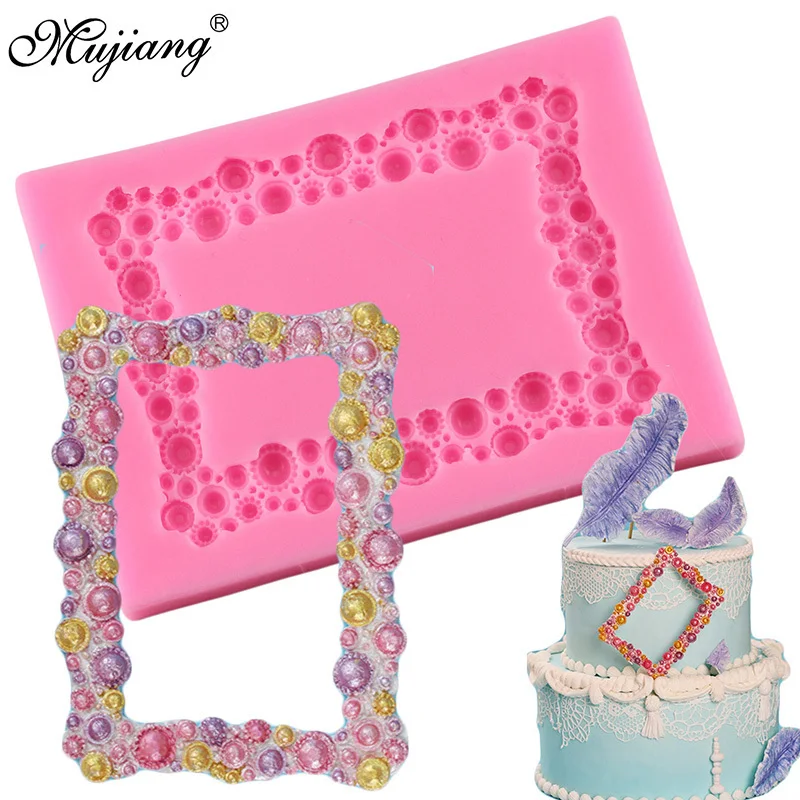 DIY Mirror Fondant Cake Decorating Tools Frame Cupcake Chocolate Wedding Cake Border Silicone Molds Kitchen Baking Moulds - Цвет: CD359