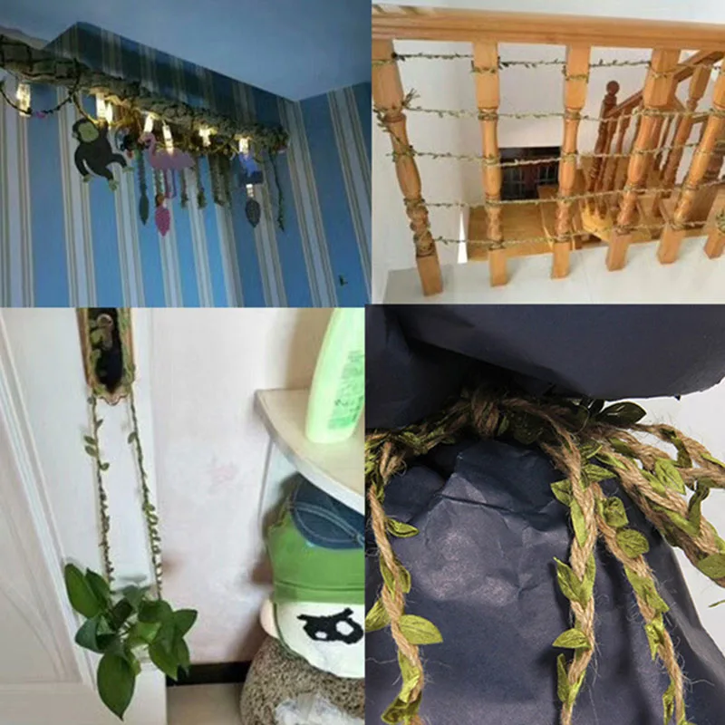 Высокие 12 рулонов/коробка натуральные джутовые плетеные веревки с зелеными листьями для свадебного украшения UEJ