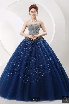 

2017 Vestido de festa royal blue ball gown heavily beading sparkly prom dress strapless sweetheart neckline sweet 16 prom gowns