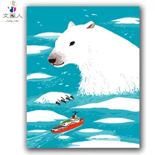 Животное, Белый Медведь diy цифровая картина маслом по номерам холст для рукоделия Раскраска по номерам художественная картина для Ребенка узнать краску в рамке