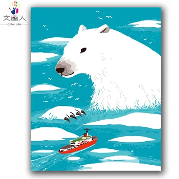 

animal polar bear diy digital oil painting by numbers handmade canvas coloring by numbers art picture for kid learn paint framed