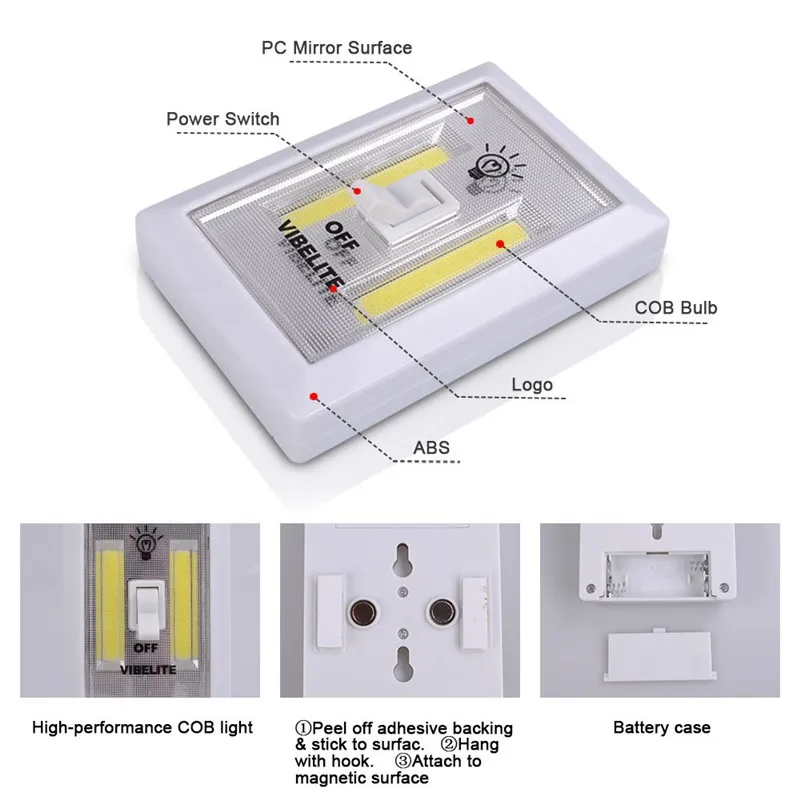 Luzes da Noite 1x cob led interruptor sem Geração de Energia : Mudar
