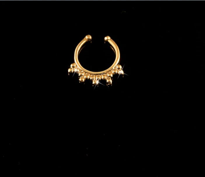 Non Piercing Fake Nose Ring Stud Hoop 18k Gold Septum Rings 16g Indian | Украшения и аксессуары
