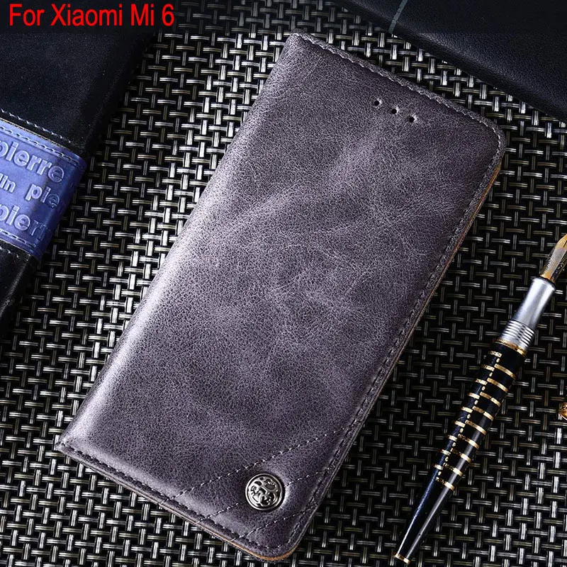Чехол для Xiaomi mi 6 Роскошный кожаный флип-чехол с подставкой и отделением карт