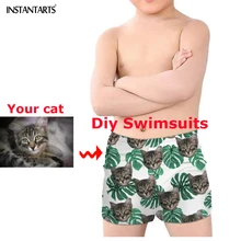 INSTANTARTS детские летние купальники милые индивидуальные кошка/котенок печати обувь для мальчиков купальный одежда заплыва мужские шорты купания детски