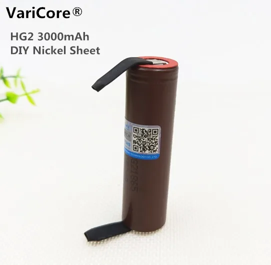 2 pcs. Varicore HG2 3000 mAh 18650 high-discharge 30A electronic cigarette rechargeable battery high current+DIY nicke (welding) |