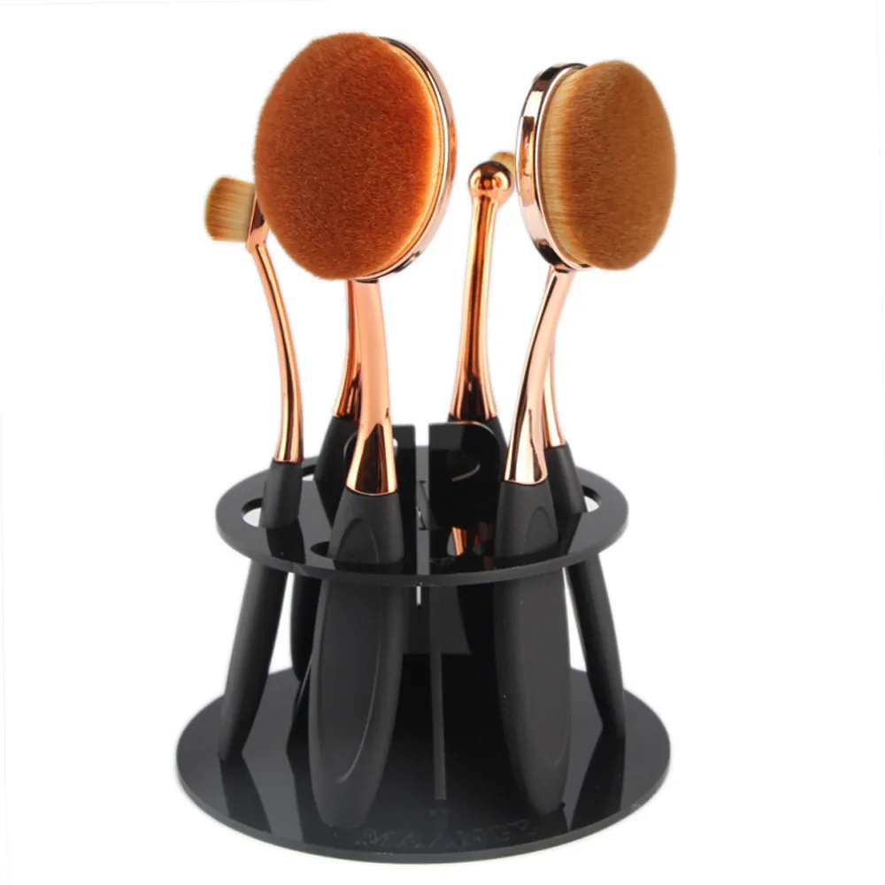 

High Quality 6 Hole Oval Colorful Makeup Brush Holder Drying Rack Organizer Cosmetic Acrylic Shelf Tool Kit 7 colors for Female