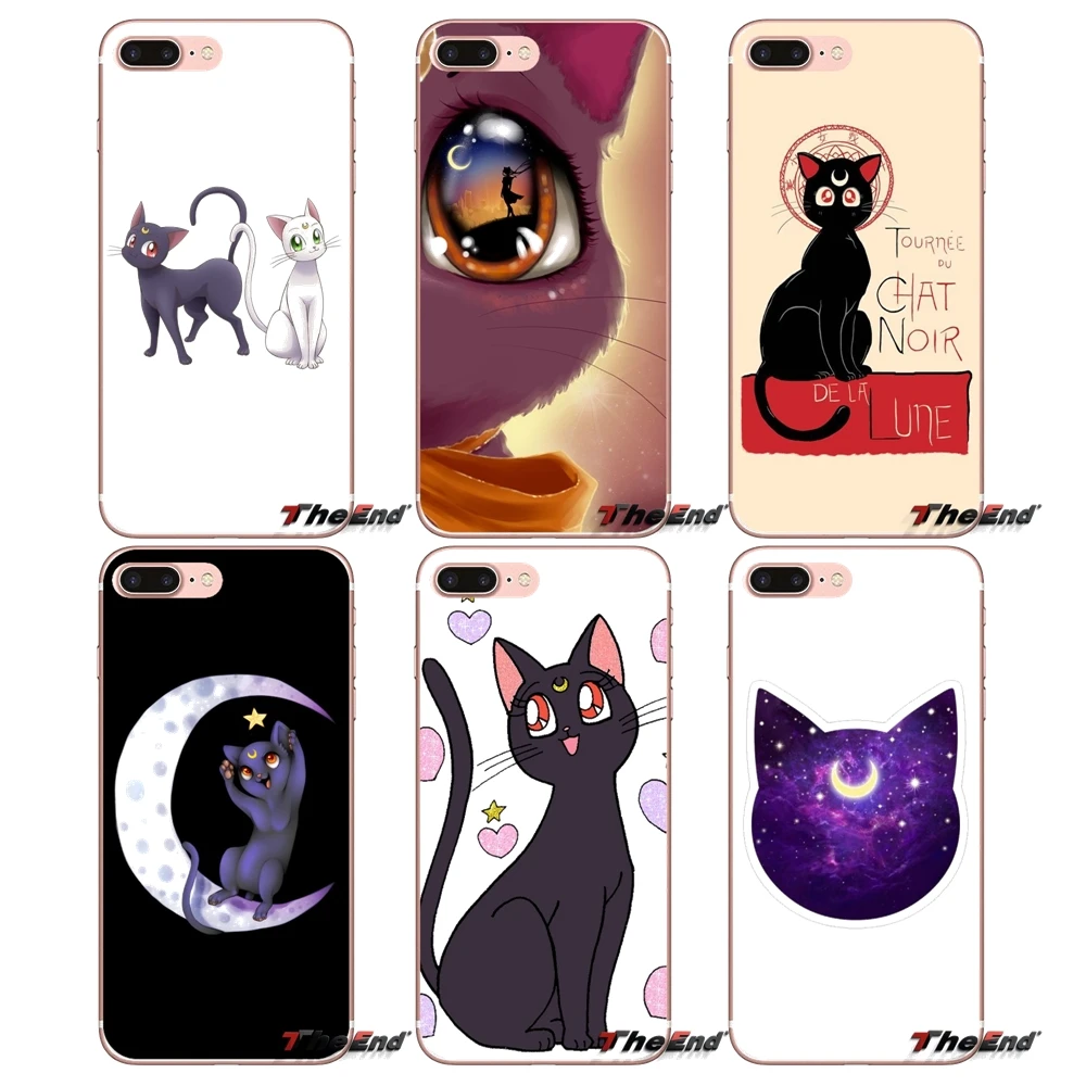 Anime Sailor Moon Luna Lune Cat Transparent Soft Cover For Apple Iphone X 4 4s 5 5s Se 5c 6 6s 7 8 Plus 6splus 6plus 7plus 8plus Half Wrapped Cases Aliexpress
