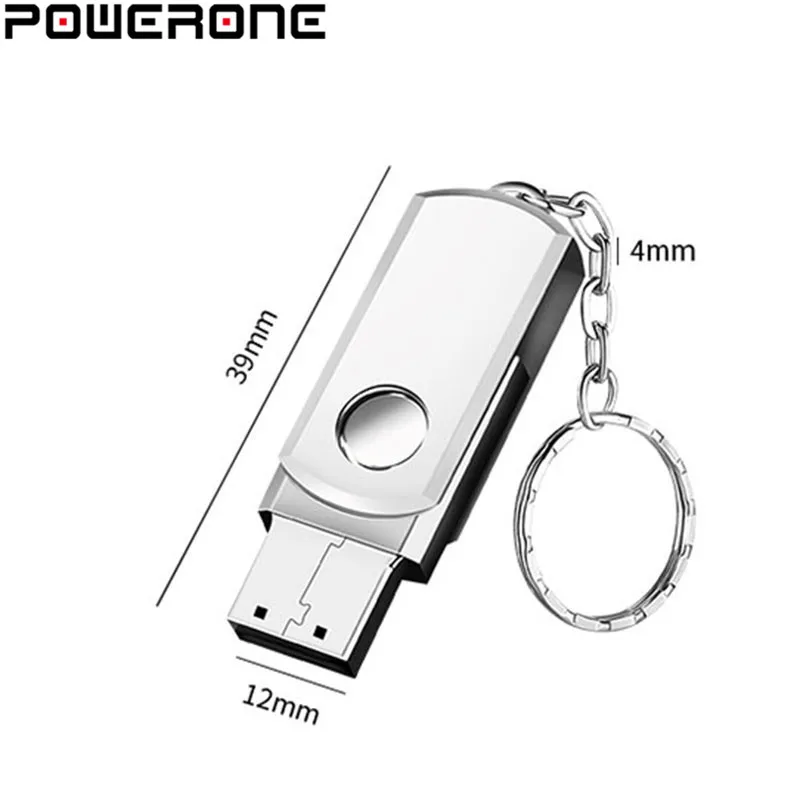 

POWERONE Metal rotatable usb flash drive USB 2.0 pendrive 4GB 8GB 16GB 32GB 64GB Memory stick U disk with keychain