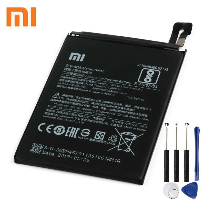 

Xiaomi BN45 Phone Battery For Xiao mi note2 Redmi Note 5 Redrice Note5 4000mAh BN45 Original Replacement Battery + Tool