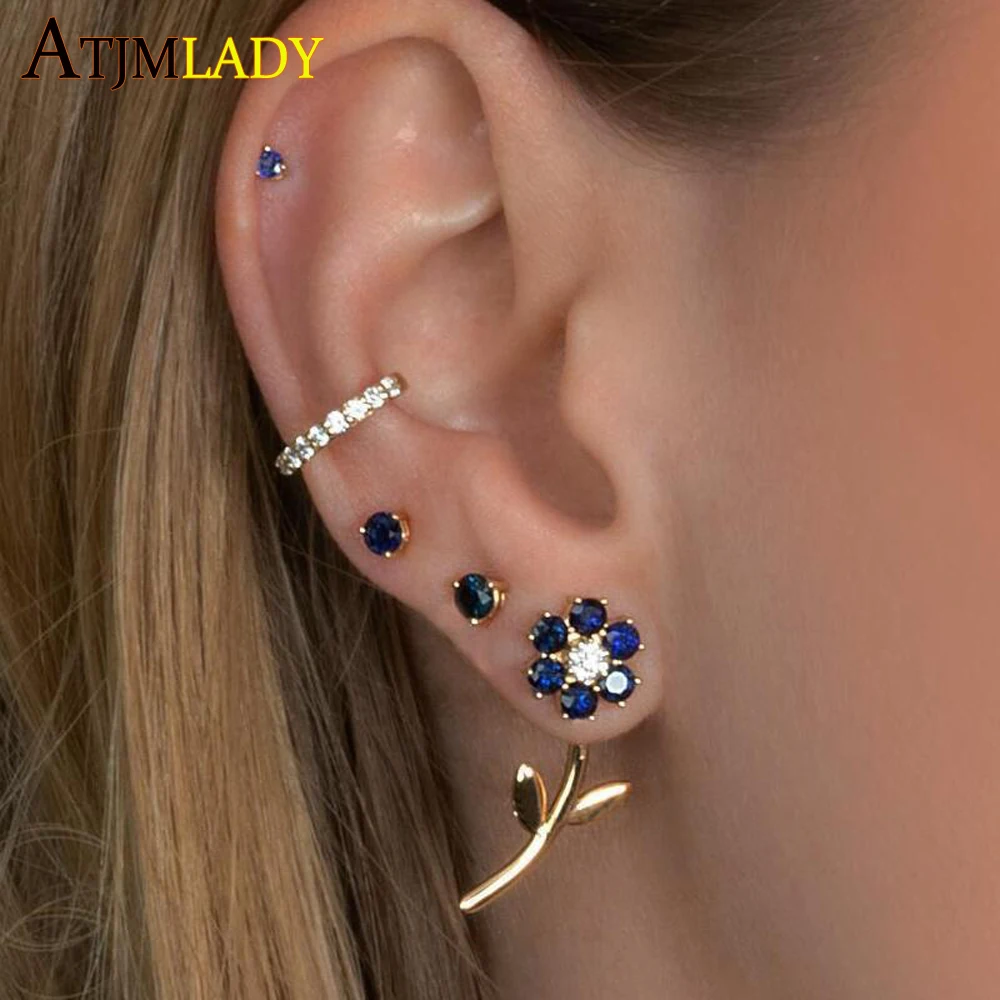 Новое поступление красный желтый фиолетовый цветок серьги в виде листьев серьги для женщин двухсторонняя позолота цвет радуги модное украшение из фианита