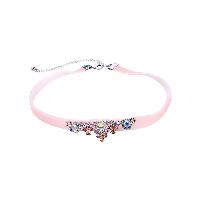 Ювелирные изделия joolim оптом серый розовый бархат колье ожерелье - Окраска металла: Розовый
