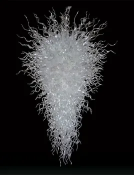 Best White Glass Crystal Chandelier Energy Saving Light Source Villa Art Deco Style Hand Blown Glass Luxury Large Chandelier