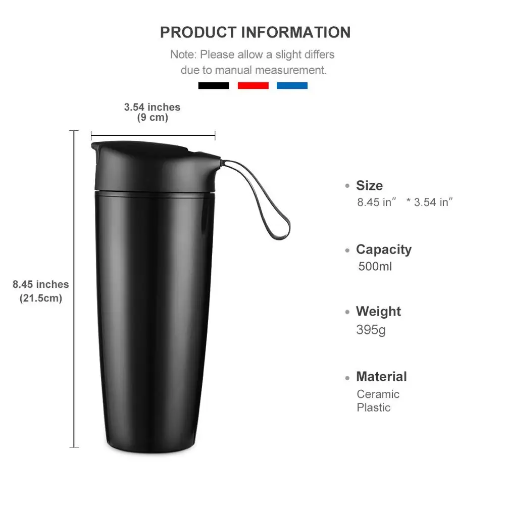 Термос-кружка, керамическая кофейная чашка, портативный термос с изоляцией, креативная кофейная бутылка, Офисная Термокружка, изысканная чашка для живота 600 мл - Цвет: Black