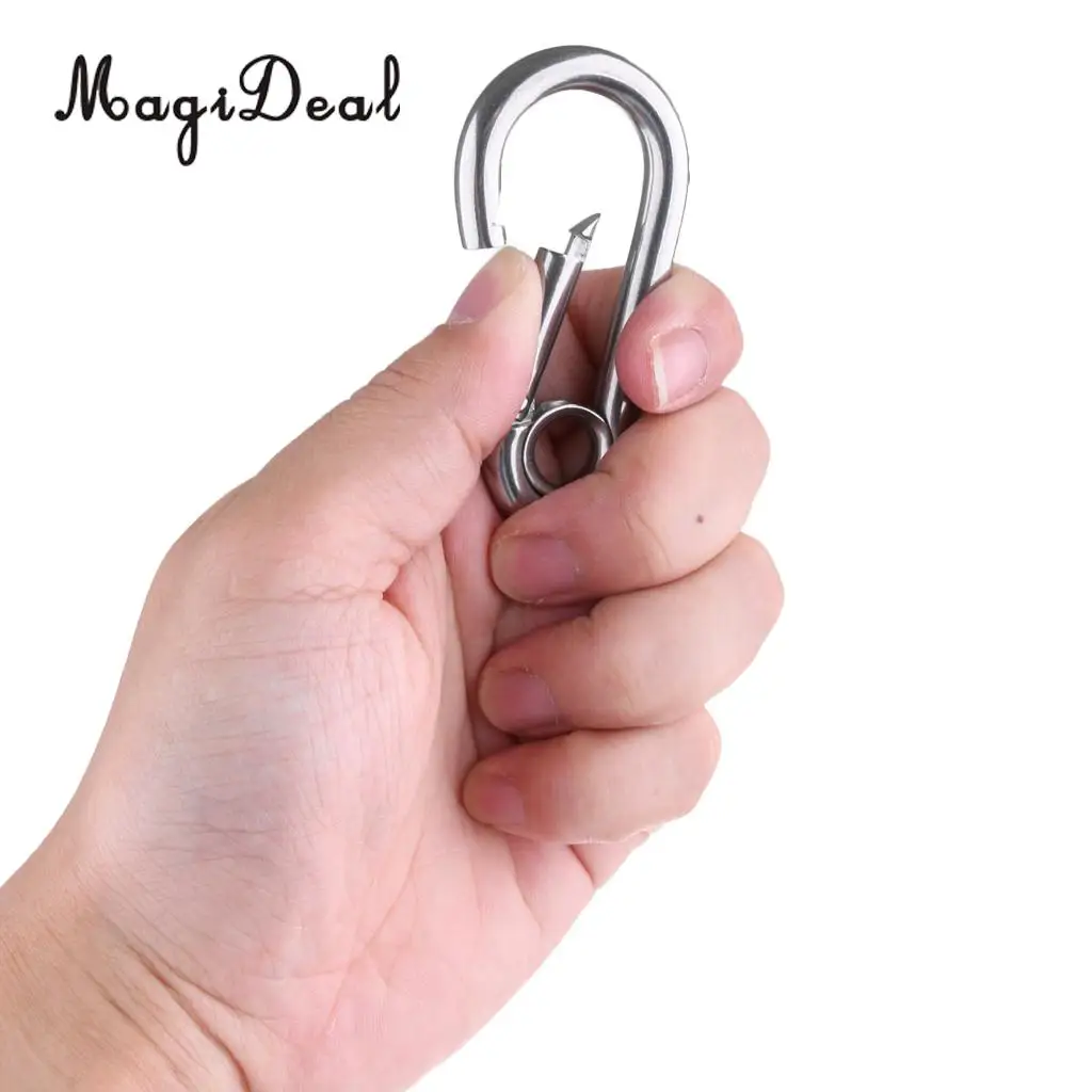 Durable Stainless Steel Climbing Spring Carabiner Clip Hook with Eye for Climbing/ Hiking/ Camping/ Outdoor