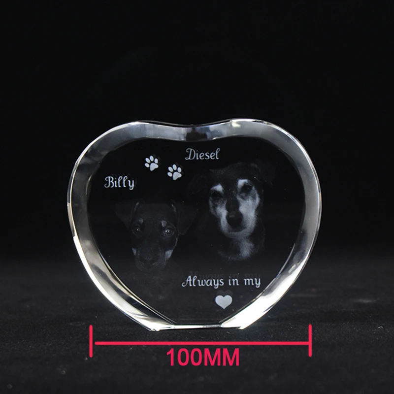 На заказ очаровательное сердце 2D 3D фото лазерная гравировка ребенок семья свадьба Домашние животные изображение кристалл фоторамка