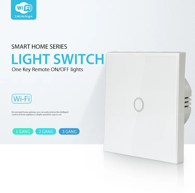 

SmartYIBA Wireless APP Remote Switch Control 1/2/3 Gang Wall Wifi Light Switch Waterproof Panel Touch LED Lights Switch for Home