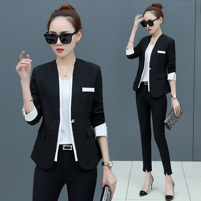 

Plus Size S-6XL Spring Summer Women Blazers Slim Jacket Office Lady Korean Fashion Suit Spring Autumn Clothing Black Pink Yellow