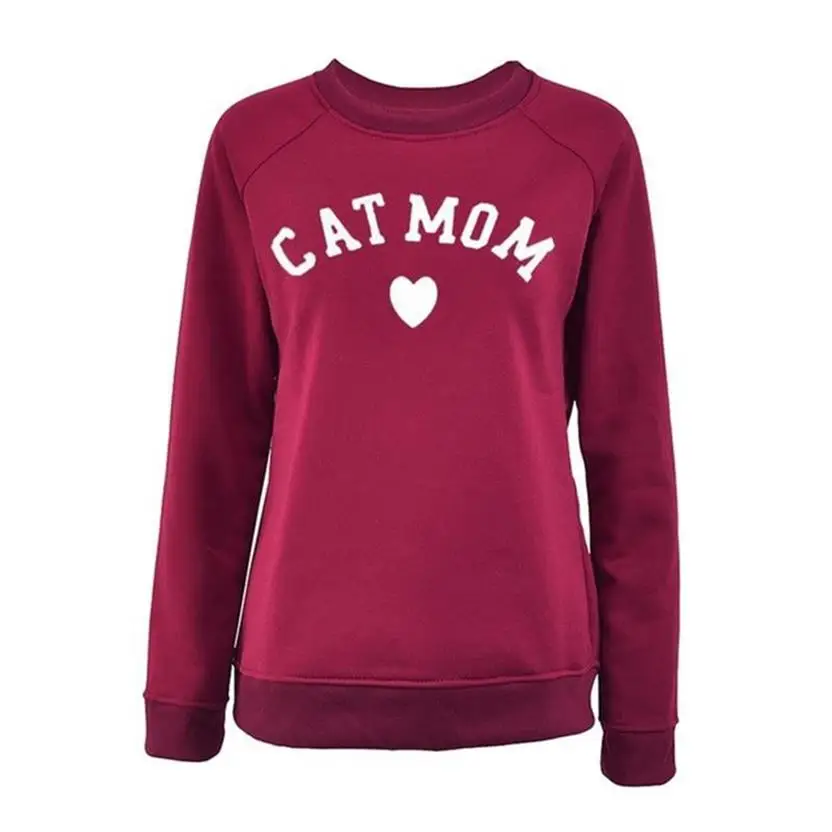

CAT MOM Letters Print Hoodies for Women Crew Neck Tops Sweatshirt Femmes Hoodies Women Kawaii Hoody 2018 Clothings Funny Cropped