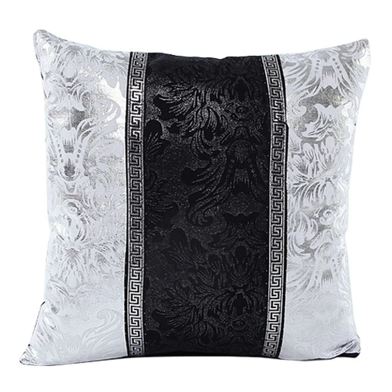 

Mayitr 45x45cm Black Sliver Printed Pillow Case Floral Throw Pillow Covers Splice Square Cushion Covers for Seat Sofa Decoration