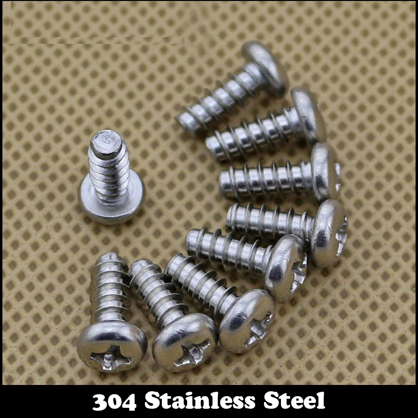 M2*4 M2x4 M2*5 M2x5 M2*6 M2x6 M2*8 M2x8 304 Stainless Steel PB Phillips Cross Recessed Round Head Flat Tail Self Tapping Screw