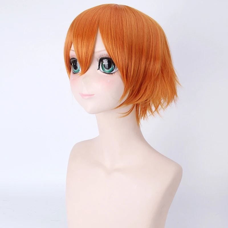 Love Live! Женский парик для косплея Rin Hoshizora оранжевый из синтетических волос 30 см 200 г