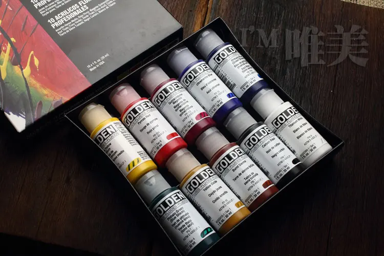 Perfect Free shipping The United States Gordon gold liquid acrylic paint set liquidity spray techniques in 10 bottles of propylene 0