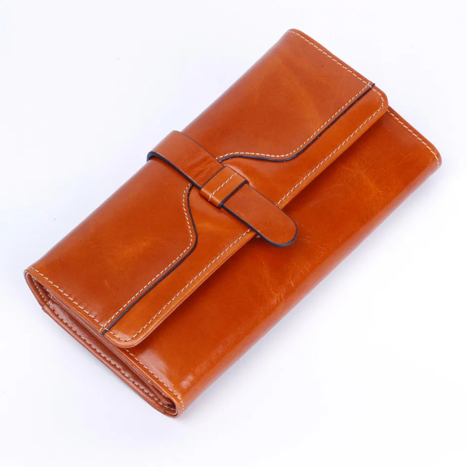 

PIOPLE MONTAIN 2019 new leather multi-function zipper clutch bag casual ladies wallet long oil wax leather anti-magnetic wallet