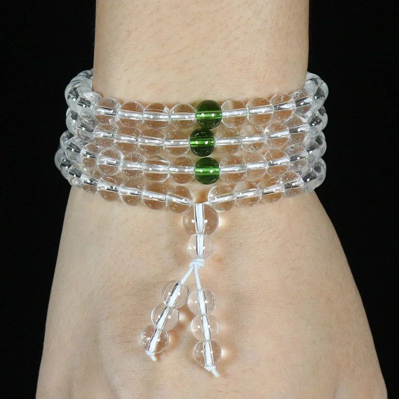Natural Clear Crystal Beaded Bracelets 3 Colors Spacer Bead Stone