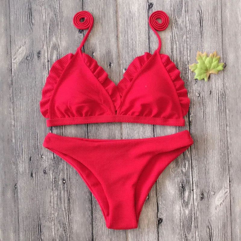 Buy DZRZVD 2018 Sexy Bikinis Set Thong Bottom Flower Lacework Cute Bikini Solid