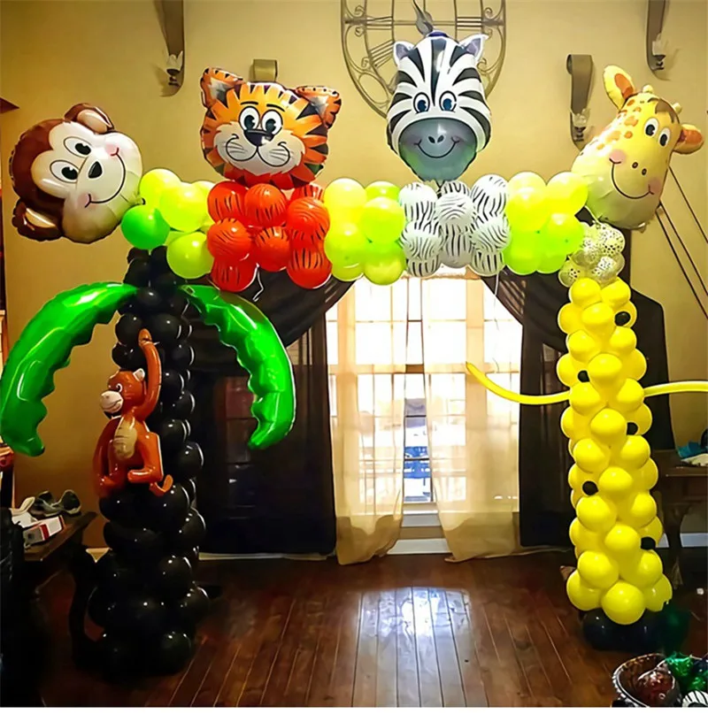 Воздушные шарики в виде животных джунгли для вечеринки в стиле сафари балоны джунгли вечерние украшения из фольги животные баллон день рождения Декор дети мультфильм шляпа