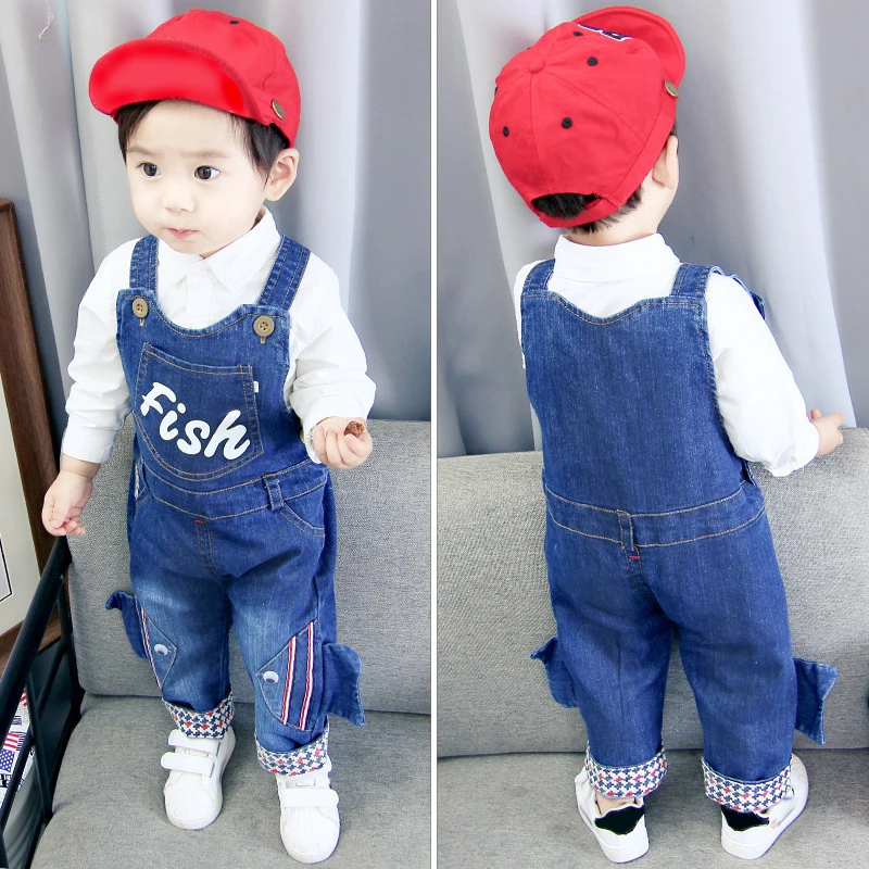 IENENS Toddler Infant Boys Long Pants Denim Overalls Dungarees Kids ...