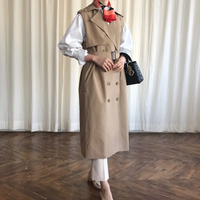 SuperAen корейский стиль пальто для женщин Весна и осень повседневный Дикий без рукавов ветровка женская